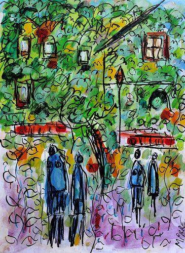 Voisins by Jean Mirre, Painting for Sale on Singulart