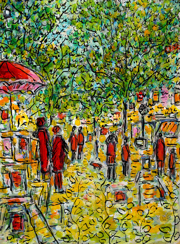 Le coin des artistes par Jean Mirre, Peinture en vente sur Singulart