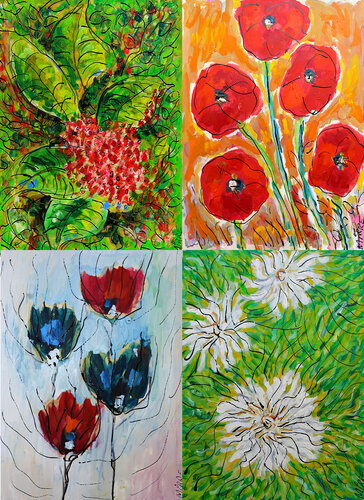 Bananier + Friandises + Quelques roses + Dahlias de Jean Mirre, Pintura a la venta en Singulart