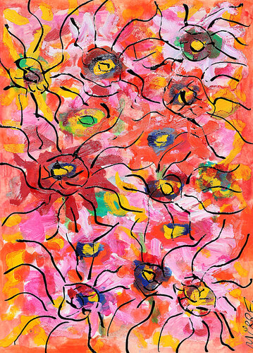 Bouquet patchwork van Jean Mirre, Schilderij te koop op Singulart