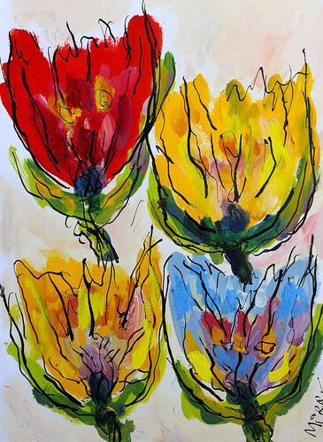 Roses de Picardie van Jean Mirre, Schilderij te koop op Singulart
