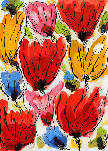 Tulipes montgolfières di Jean Mirre, Pittura in vendita su Singulart