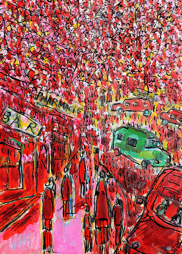 Taxi rouge van Jean Mirre, Schilderij te koop op Singulart