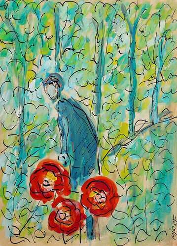 Mon amie la rose by Jean Mirre, Painting for Sale on Singulart