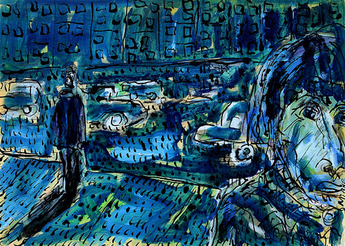 Busy street von Jean Mirre, Malerei kaufen auf Singulart