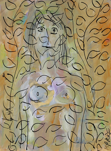 Femme feuilles di Jean Mirre, Pittura in vendita su Singulart