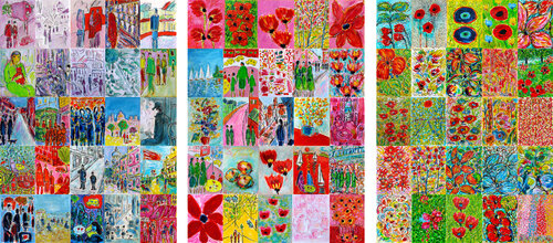 Triptyque Cattleya van Jean Mirre, Schilderij te koop op Singulart