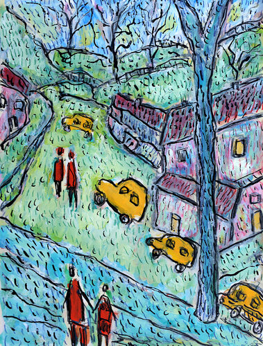 Of cars and men von Jean Mirre, Malerei kaufen auf Singulart