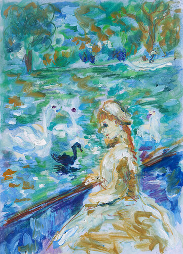 Petite fille au cygne ( d'après Berthe Morisot ) by Jean Mirre, Painting for Sale on Singulart