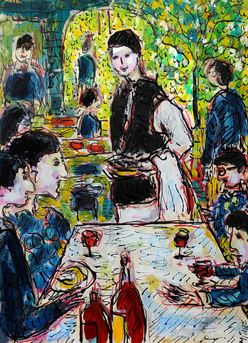 Le bon resto von Jean Mirre, Malerei kaufen auf Singulart