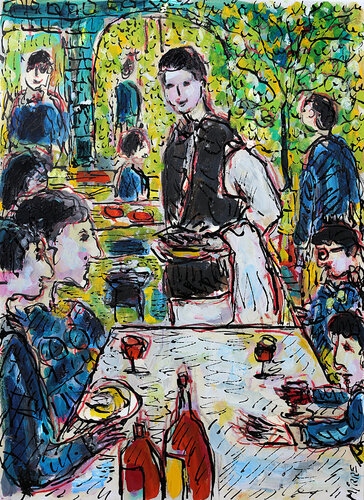 Le bon resto par Jean Mirre, Peinture en vente sur Singulart