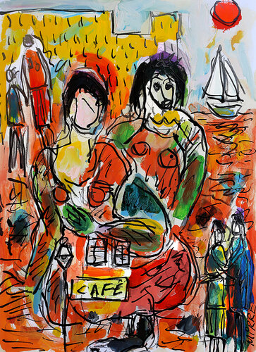 Café Blues di Jean Mirre, Pittura in vendita su Singulart