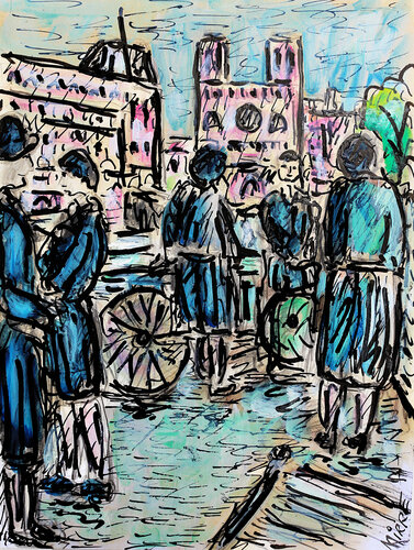 Le triporteur par Jean Mirre, Peinture en vente sur Singulart