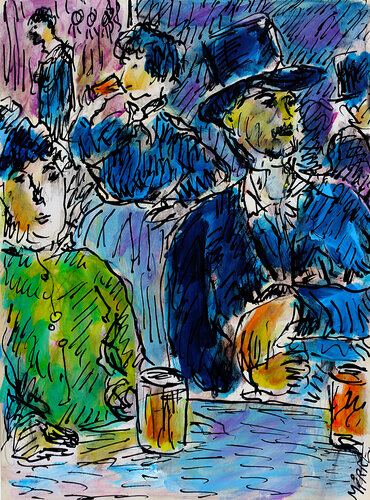 D'après Manet Au Café von Jean Mirre, Malerei kaufen auf Singulart