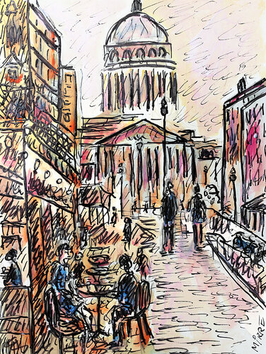 Amour, soleil et Panthéon par Jean Mirre, Peinture en vente sur Singulart