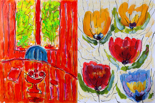 Quiétude + Tant qu'il y aura des fleurs par Jean Mirre, Peinture en vente sur Singulart