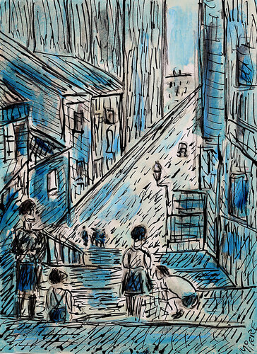 Les enfants de Ménilmontant par Jean Mirre, Peinture en vente sur Singulart