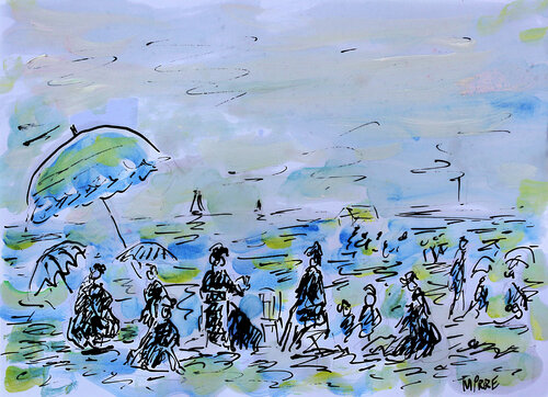 La plage d'après Boudin by Jean Mirre, Painting for Sale on Singulart