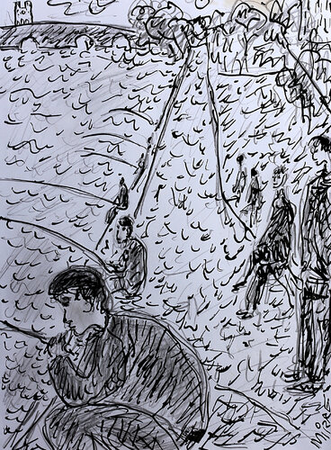 Pêcheurs dans la Seine di Jean Mirre, Pittura in vendita su Singulart