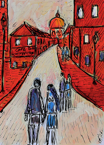 Amants de Montmartre van Jean Mirre, Schilderij te koop op Singulart