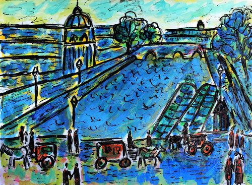 Coupole et Louvre by Jean Mirre, Painting for Sale on Singulart