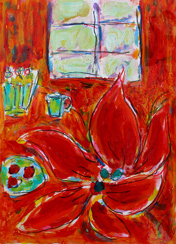 Orchidée et fenêtre di Jean Mirre, Pittura in vendita su Singulart