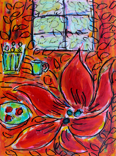 Orchidée et fenêtre by Jean Mirre, Painting for Sale on Singulart