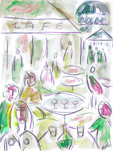 Terrasse de café di Jean Mirre, Pittura in vendita su Singulart