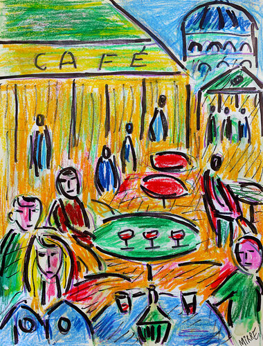Terrasse de café by Jean Mirre, Painting for Sale on Singulart