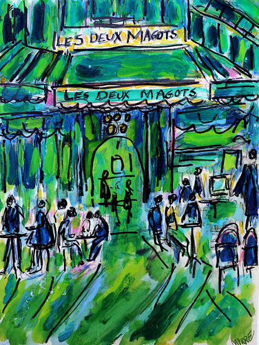 Les Deux Magots by Jean Mirre, Painting for Sale on Singulart