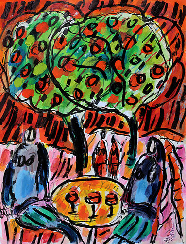 Pommes et cidre by Jean Mirre, Painting for Sale on Singulart