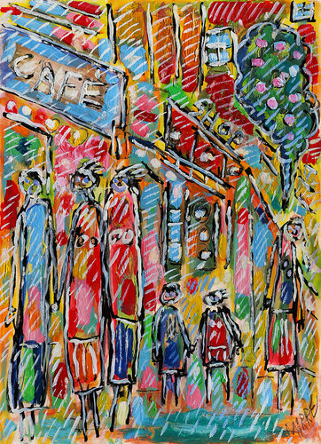 Café parisien di Jean Mirre, Pittura in vendita su Singulart