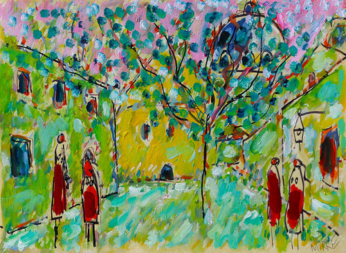 Place des amours di Jean Mirre, Pittura in vendita su Singulart