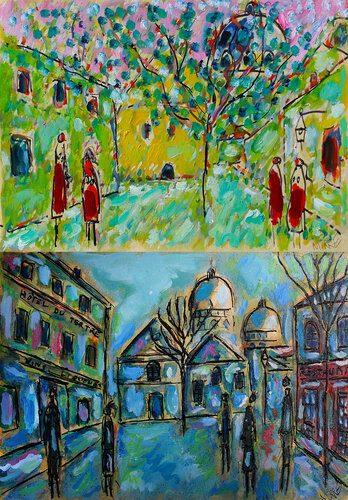 Place des amours + Langueur monotone par Jean Mirre, Peinture en vente sur Singulart