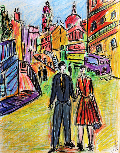 Young couple von Jean Mirre, Malerei kaufen auf Singulart