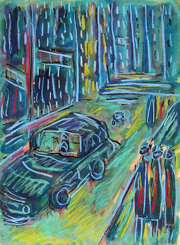 Cars and men di Jean Mirre, Pittura in vendita su Singulart