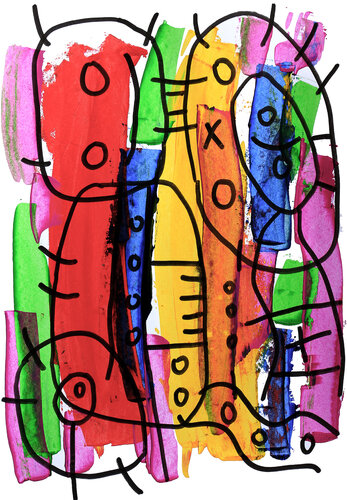 Colorful people van Jean Mirre, Schilderij te koop op Singulart