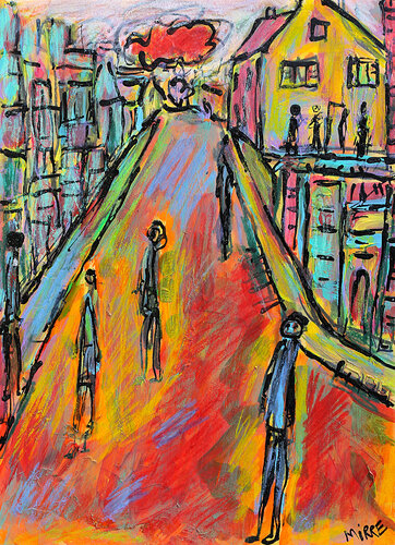 Village scene di Jean Mirre, Pittura in vendita su Singulart