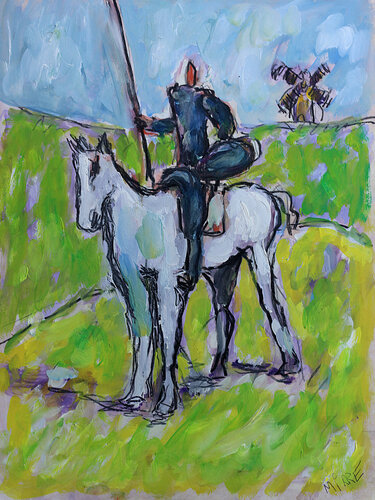 Don Quichotte (d'après Daumier) par Jean Mirre, Peinture en vente sur Singulart