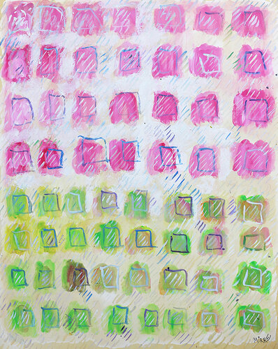 Pink and green by Jean Mirre, Painting for Sale on Singulart