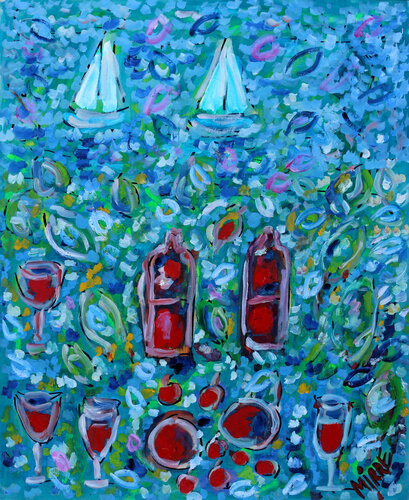 Amour, jazz et bateaux by Jean Mirre, Painting for Sale on Singulart