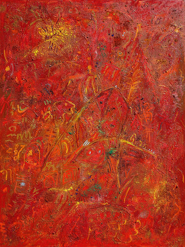 Crimson flames par Jean Mirre, Peinture en vente sur Singulart