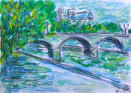 Pont parisien par Jean Mirre, Peinture en vente sur Singulart