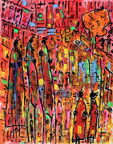 Red cities by Jean Mirre, Painting for Sale on Singulart
