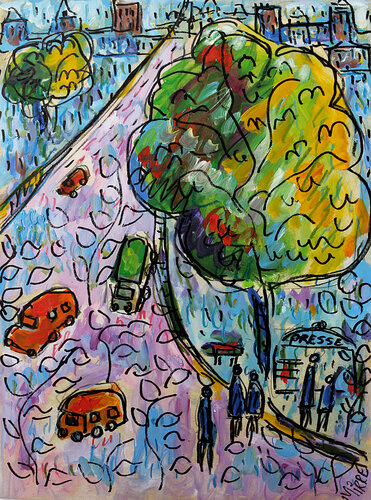 Kiosque à journaux van Jean Mirre, Schilderij te koop op Singulart
