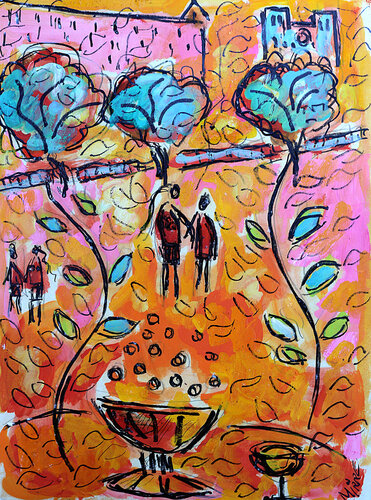 Orange love di Jean Mirre, Pittura in vendita su Singulart