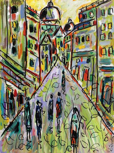 Paris turquoise van Jean Mirre, Schilderij te koop op Singulart