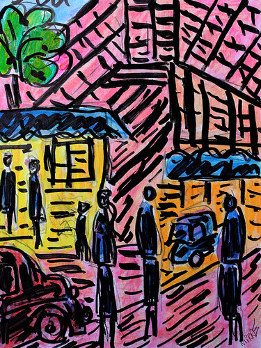 Ville rose by Jean Mirre, Painting for Sale on Singulart
