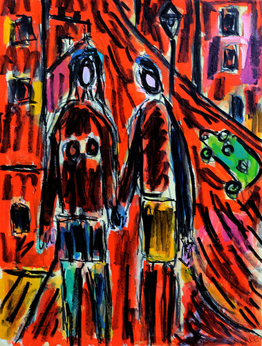 Coppia a Parigi by Jean Mirre, Painting for Sale on Singulart