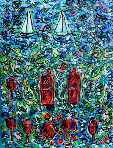 Amour, jazz et bateaux by Jean Mirre, Painting for Sale on Singulart